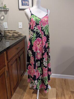 Island Vibe Jumpsuit: Sam & Jess Rayon Floral Wide Leg Medium